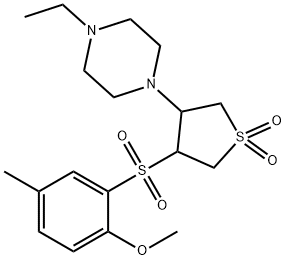 3-(4-ethylpiperazin-1-yl)-4-(2-methoxy-5-methylphenyl)sulfonylthiolane 1,1-dioxide Structure