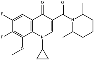 1-cyclopropyl-3-(2,6-dimethylpiperidine-1-carbonyl)-6,7-difluoro-8-methoxyquinolin-4-one Structure