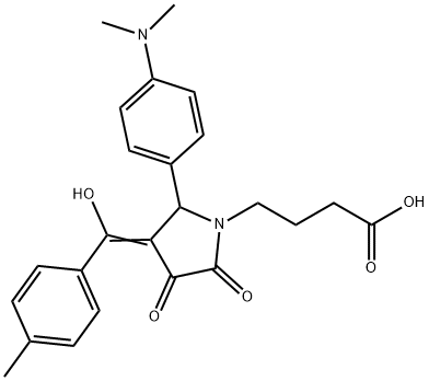 (E)-[1-(3-carboxypropyl)-2-[4-(dimethylazaniumyl)phenyl]-4,5-dioxopyrrolidin-3-ylidene]-(4-methylphenyl)methanolate Structure