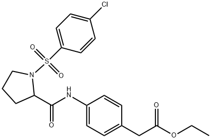 ethyl 2-[4-[[1-(4-chlorophenyl)sulfonylpyrrolidine-2-carbonyl]amino]phenyl]acetate 구조식 이미지