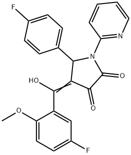(4E)-4-[(5-fluoro-2-methoxyphenyl)-hydroxymethylidene]-5-(4-fluorophenyl)-1-pyridin-2-ylpyrrolidine-2,3-dione Structure