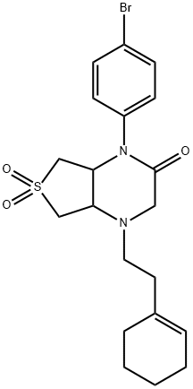 4-(4-bromophenyl)-1-[2-(cyclohexen-1-yl)ethyl]-6,6-dioxo-4a,5,7,7a-tetrahydro-2H-thieno[3,4-b]pyrazin-3-one Structure
