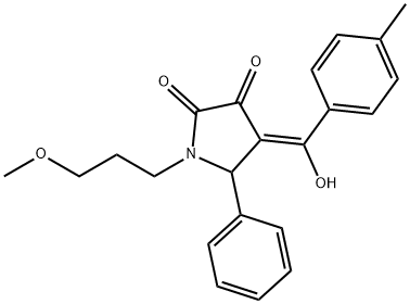 (4E)-4-[hydroxy-(4-methylphenyl)methylidene]-1-(3-methoxypropyl)-5-phenylpyrrolidine-2,3-dione Structure