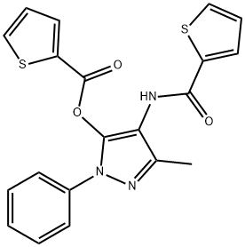 [5-methyl-2-phenyl-4-(thiophene-2-carbonylamino)pyrazol-3-yl] thiophene-2-carboxylate 구조식 이미지
