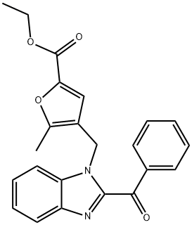ethyl 4-[(2-benzoylbenzimidazol-1-yl)methyl]-5-methylfuran-2-carboxylate 구조식 이미지