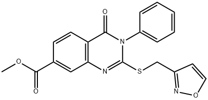 methyl 2-(1,2-oxazol-3-ylmethylsulfanyl)-4-oxo-3-phenylquinazoline-7-carboxylate 구조식 이미지