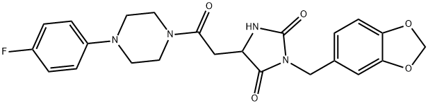 3-(1,3-benzodioxol-5-ylmethyl)-5-[2-[4-(4-fluorophenyl)piperazin-1-yl]-2-oxoethyl]imidazolidine-2,4-dione Structure