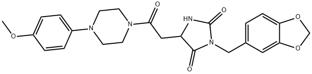 3-(1,3-benzodioxol-5-ylmethyl)-5-[2-[4-(4-methoxyphenyl)piperazin-1-yl]-2-oxoethyl]imidazolidine-2,4-dione Structure