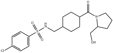 4-chloro-N-[[4-[2-(hydroxymethyl)pyrrolidine-1-carbonyl]cyclohexyl]methyl]benzenesulfonamide Structure