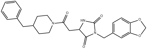 3-(1,3-benzodioxol-5-ylmethyl)-5-[2-(4-benzylpiperidin-1-yl)-2-oxoethyl]imidazolidine-2,4-dione 구조식 이미지