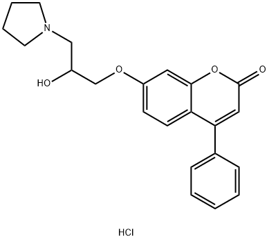 7-(2-hydroxy-3-pyrrolidin-1-ylpropoxy)-4-phenylchromen-2-one hydrochloride Structure