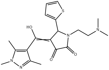 (4E)-1-[2-(dimethylamino)ethyl]-4-[hydroxy-(1,3,5-trimethylpyrazol-4-yl)methylidene]-5-thiophen-2-ylpyrrolidine-2,3-dione 구조식 이미지