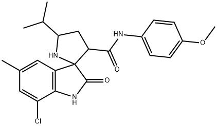 7-chloro-N-(4-methoxyphenyl)-5-methyl-2-oxo-5'-propan-2-ylspiro[1H-indole-3,2'-pyrrolidine]-3'-carboxamide Structure