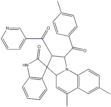 5',7'-dimethyl-1'-(4-methylbenzoyl)-2'-(pyridine-3-carbonyl)spiro[1H-indole-3,3'-2,3a-dihydro-1H-pyrrolo[1,2-a]quinoline]-2-one Structure