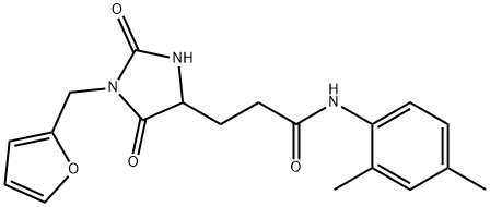 N-(2,4-dimethylphenyl)-3-[1-(furan-2-ylmethyl)-2,5-dioxoimidazolidin-4-yl]propanamide 구조식 이미지