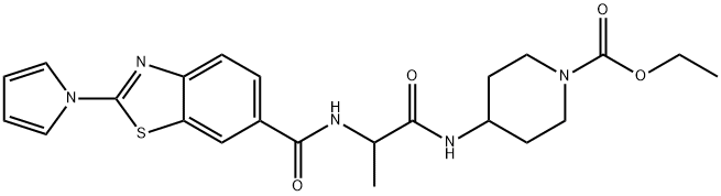 ethyl 4-[2-[(2-pyrrol-1-yl-1,3-benzothiazole-6-carbonyl)amino]propanoylamino]piperidine-1-carboxylate 구조식 이미지
