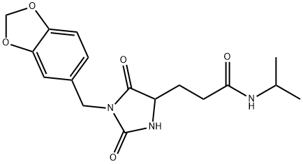 3-[1-(1,3-benzodioxol-5-ylmethyl)-2,5-dioxoimidazolidin-4-yl]-N-propan-2-ylpropanamide Structure