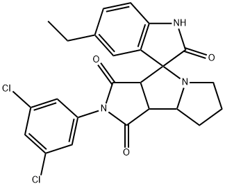 2'-(3,5-dichlorophenyl)-5-ethylspiro[1H-indole-3,4'-3a,6,7,8,8a,8b-hexahydropyrrolo[3,4-a]pyrrolizine]-1',2,3'-trione Structure