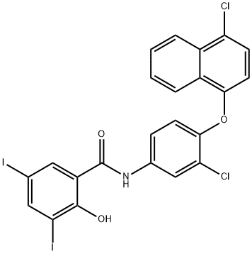 N-[3-chloro-4-(4-chloronaphthalen-1-yl)oxyphenyl]-2-hydroxy-3,5-diiodobenzamide Structure