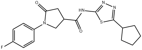 N-(5-cyclopentyl-1,3,4-thiadiazol-2-yl)-1-(4-fluorophenyl)-5-oxopyrrolidine-3-carboxamide Structure