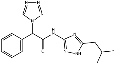 N-[5-(2-methylpropyl)-1H-1,2,4-triazol-3-yl]-2-phenyl-2-(tetrazol-1-yl)acetamide Structure