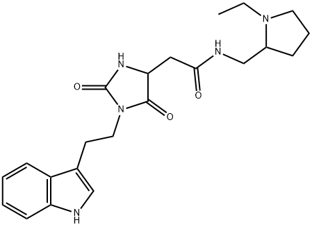 N-[(1-ethylpyrrolidin-2-yl)methyl]-2-[1-[2-(1H-indol-3-yl)ethyl]-2,5-dioxoimidazolidin-4-yl]acetamide Structure