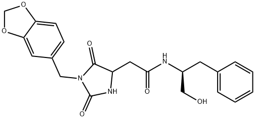 2-[1-(1,3-benzodioxol-5-ylmethyl)-2,5-dioxoimidazolidin-4-yl]-N-[(2S)-1-hydroxy-3-phenylpropan-2-yl]acetamide Structure