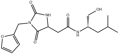 2-[1-(furan-2-ylmethyl)-2,5-dioxoimidazolidin-4-yl]-N-[(2S)-1-hydroxy-4-methylpentan-2-yl]acetamide 구조식 이미지