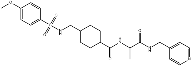 4-[[(4-methoxyphenyl)sulfonylamino]methyl]-N-[1-oxo-1-(pyridin-4-ylmethylamino)propan-2-yl]cyclohexane-1-carboxamide Structure