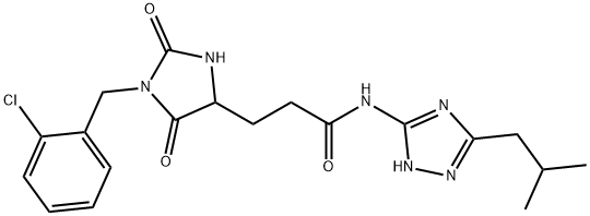 3-[1-[(2-chlorophenyl)methyl]-2,5-dioxoimidazolidin-4-yl]-N-[5-(2-methylpropyl)-1H-1,2,4-triazol-3-yl]propanamide Structure