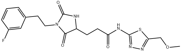 3-[1-[2-(3-fluorophenyl)ethyl]-2,5-dioxoimidazolidin-4-yl]-N-[5-(methoxymethyl)-1,3,4-thiadiazol-2-yl]propanamide Structure