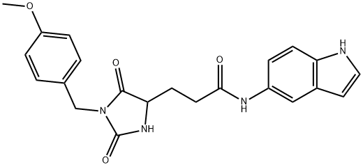 N-(1H-indol-5-yl)-3-[1-[(4-methoxyphenyl)methyl]-2,5-dioxoimidazolidin-4-yl]propanamide Structure