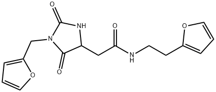 N-[2-(furan-2-yl)ethyl]-2-[1-(furan-2-ylmethyl)-2,5-dioxoimidazolidin-4-yl]acetamide Structure