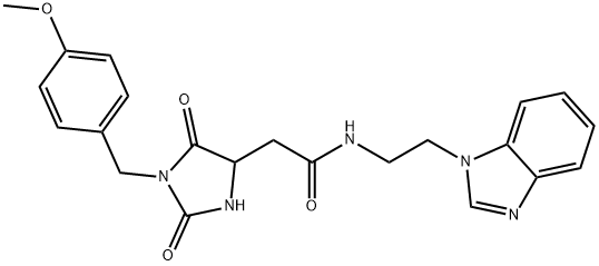 N-[2-(benzimidazol-1-yl)ethyl]-2-[1-[(4-methoxyphenyl)methyl]-2,5-dioxoimidazolidin-4-yl]acetamide Structure