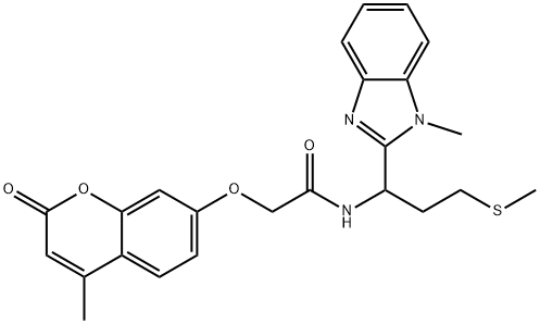 N-[1-(1-methylbenzimidazol-2-yl)-3-methylsulfanylpropyl]-2-(4-methyl-2-oxochromen-7-yl)oxyacetamide Structure