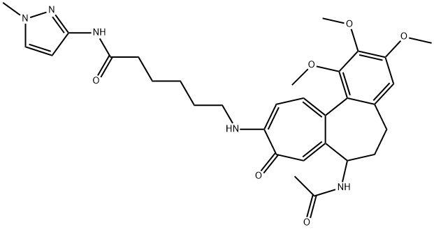 6-[(7-acetamido-1,2,3-trimethoxy-9-oxo-6,7-dihydro-5H-benzo[a]heptalen-10-yl)amino]-N-(1-methylpyrazol-3-yl)hexanamide Structure