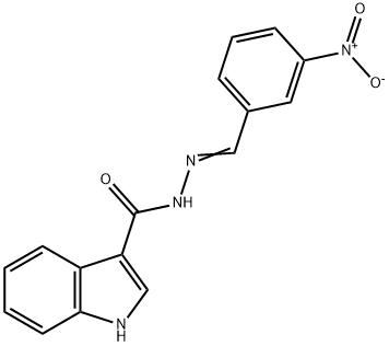 N-[(E)-(3-nitrophenyl)methylideneamino]-1H-indole-3-carboxamide 구조식 이미지