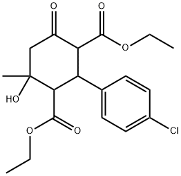 diethyl 2-(4-chlorophenyl)-4-hydroxy-4-methyl-6-oxocyclohexane-1,3-dicarboxylate Structure