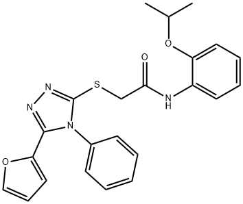 2-[[5-(furan-2-yl)-4-phenyl-1,2,4-triazol-3-yl]sulfanyl]-N-(2-propan-2-yloxyphenyl)acetamide 구조식 이미지