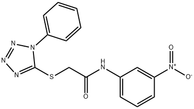 N-(3-nitrophenyl)-2-(1-phenyltetrazol-5-yl)sulfanylacetamide 구조식 이미지