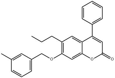 7-[(3-methylphenyl)methoxy]-4-phenyl-6-propylchromen-2-one 구조식 이미지