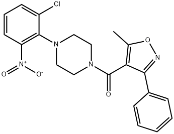 [4-(2-chloro-6-nitrophenyl)piperazin-1-yl]-(5-methyl-3-phenyl-1,2-oxazol-4-yl)methanone 구조식 이미지