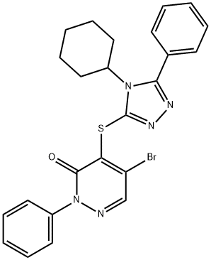 5-bromo-4-[(4-cyclohexyl-5-phenyl-1,2,4-triazol-3-yl)sulfanyl]-2-phenylpyridazin-3-one Structure