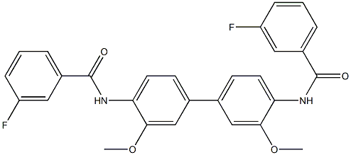 3-fluoro-N-[4-[4-[(3-fluorobenzoyl)amino]-3-methoxyphenyl]-2-methoxyphenyl]benzamide 구조식 이미지