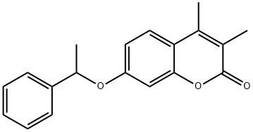 3,4-dimethyl-7-(1-phenylethoxy)chromen-2-one Structure