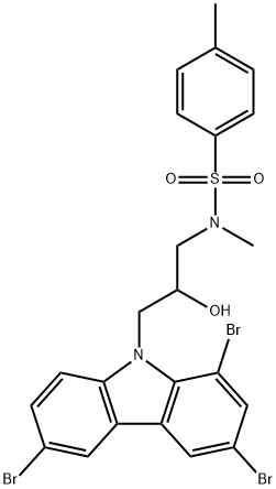 N-[2-hydroxy-3-(1,3,6-tribromocarbazol-9-yl)propyl]-N,4-dimethylbenzenesulfonamide Structure