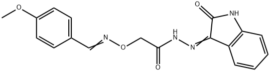 2-[(4-methoxyphenyl)methylideneamino]oxy-N'-(2-oxoindol-3-yl)acetohydrazide 구조식 이미지