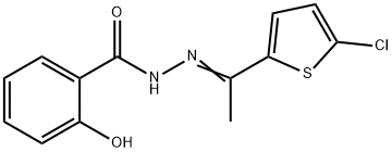 N-[(E)-1-(5-chlorothiophen-2-yl)ethylideneamino]-2-hydroxybenzamide 구조식 이미지