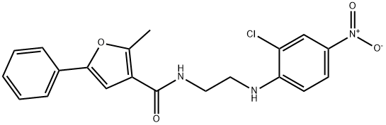 N-[2-(2-chloro-4-nitroanilino)ethyl]-2-methyl-5-phenylfuran-3-carboxamide 구조식 이미지