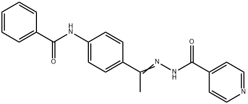 N-[(E)-1-(4-benzamidophenyl)ethylideneamino]pyridine-4-carboxamide 구조식 이미지